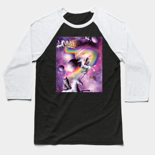 Space Cat Riding Unicorn, Rainbow Cats Unicorns Baseball T-Shirt